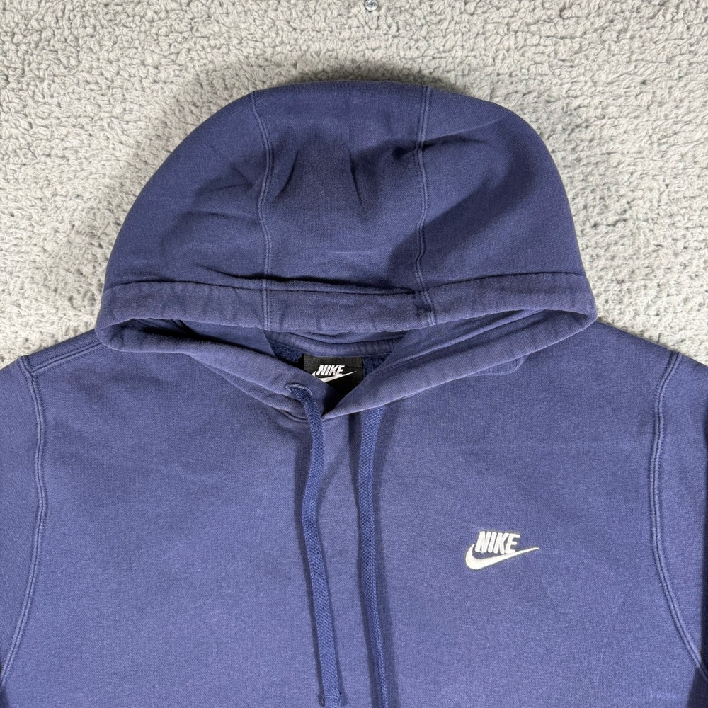 Nike Hoodie Size Large Blue Fleece Logo Pullover Sweatshirt Long-Sleeve - Picture 3 of 10